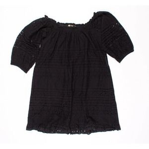 Zara Black Eyelet Lace Puffy Sleeve Mini Dress